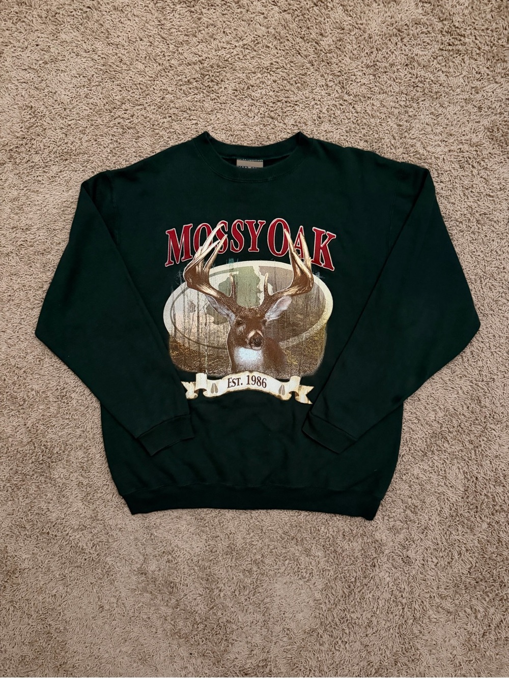 Vintage 90s Mossy Oak Jerzees Big Buck Outdoorsman  Crewneck Sweatshirt Sz Large